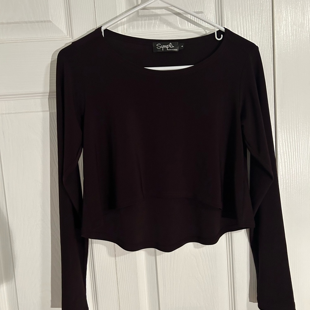 Sympli Women's Dark Long Sleeve Crop Top
